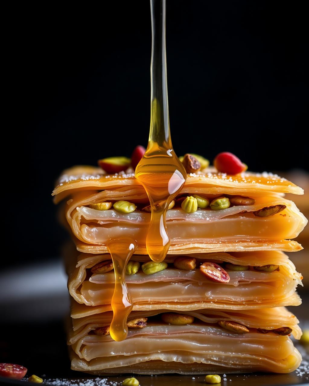 Baklava with honey and pistachio